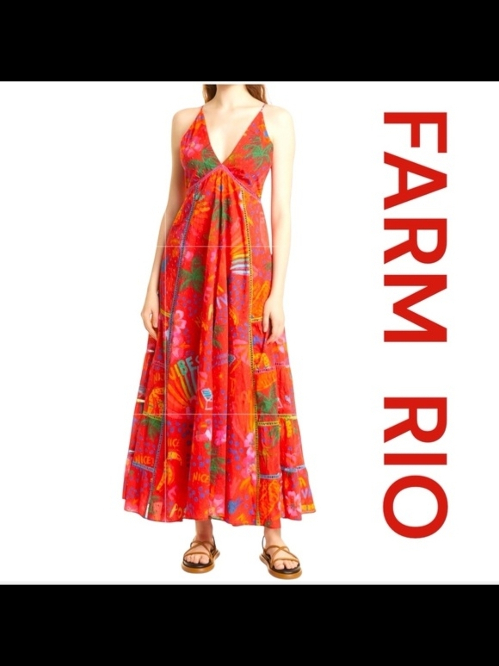 FARM Rio Good Vibes Halter Maxi Dress. Like New